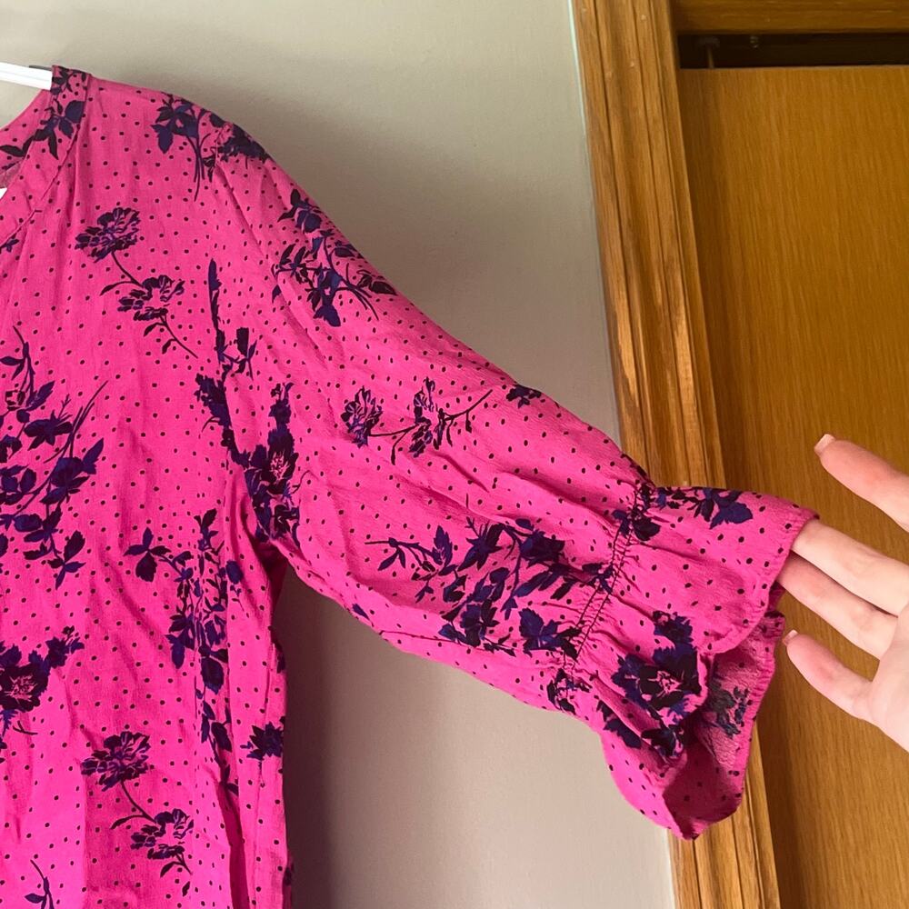 Sanctuary Pink / Blue 1/2 Sleeve Floral Blouse Size Large - Picture 8 of 12